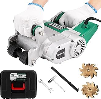 Huanyu Electric Wall Chaser Upgraded 25mm+35mm Blades 1 time Molding Wall Groove Cutting Machine No Dust Operation Wall Slotting Machine Cement Sand Brick Cutter Carry Box 110V (25+35mm)