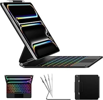 Edge Keyboard Case for iPad Pro 13-inch (M5 2025/M4 2024) โ Magic with Multi-Touch Trackpad, 11 Colors Backlight, Pencil Holder, Slim & Lightweight - Black