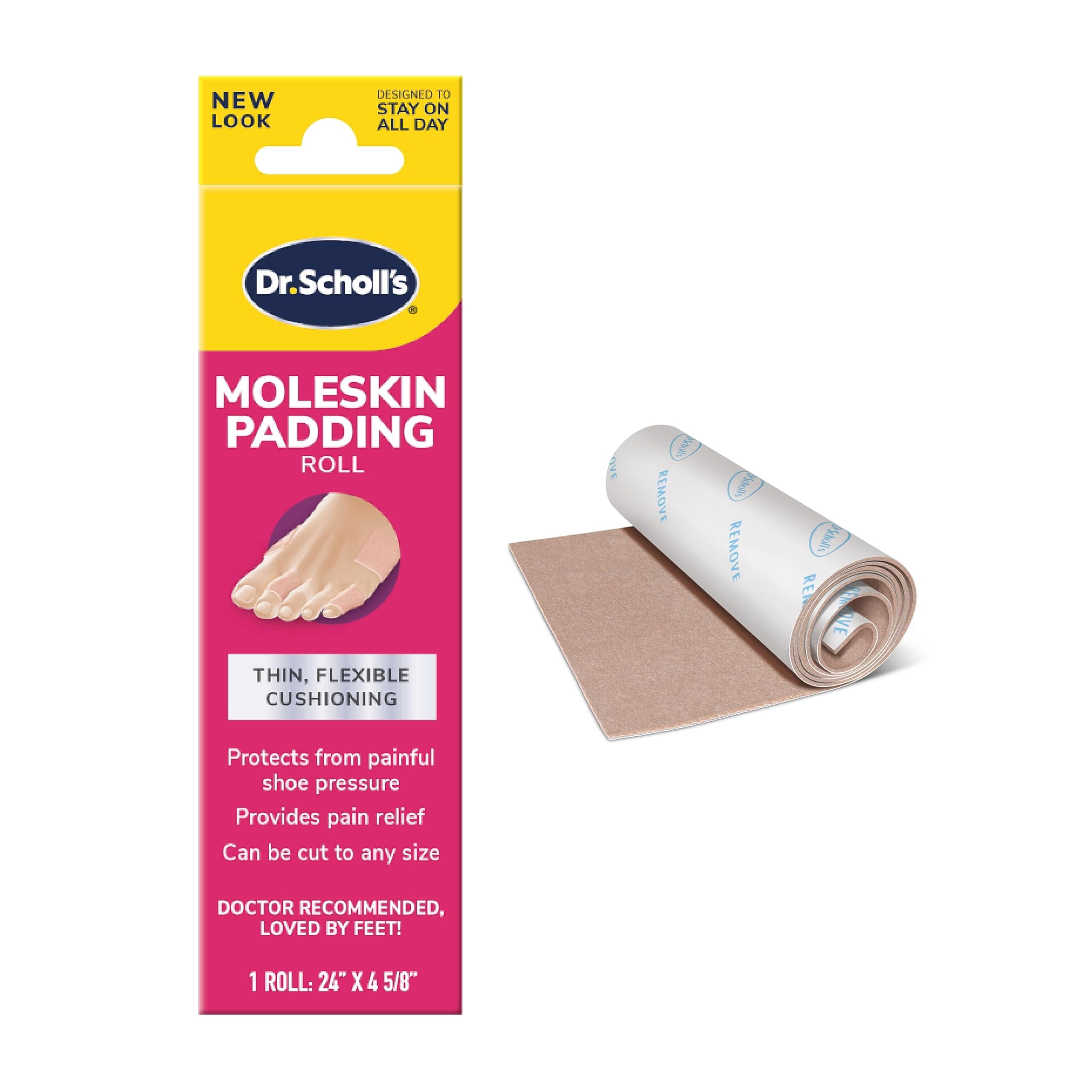 Dr. Scholl's Moleskin Plus 24" x 4 5/8" Padding Roll, 1 Count