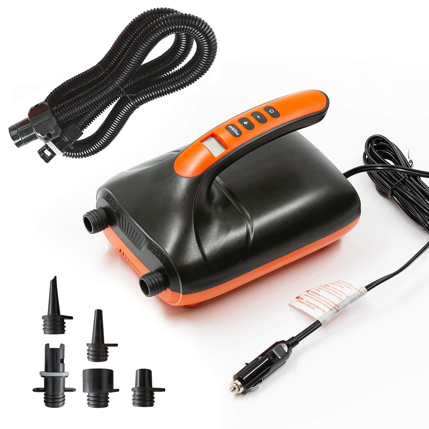 Tuomico 20PSI High Pressure SUP Electric Air Pump,Dual Stage Inflation & Deflation Function Paddle Board Pump, 12V DC Car Connector, for Inflatable Stand Up Paddle Boards, Boats, Tent Kayaks