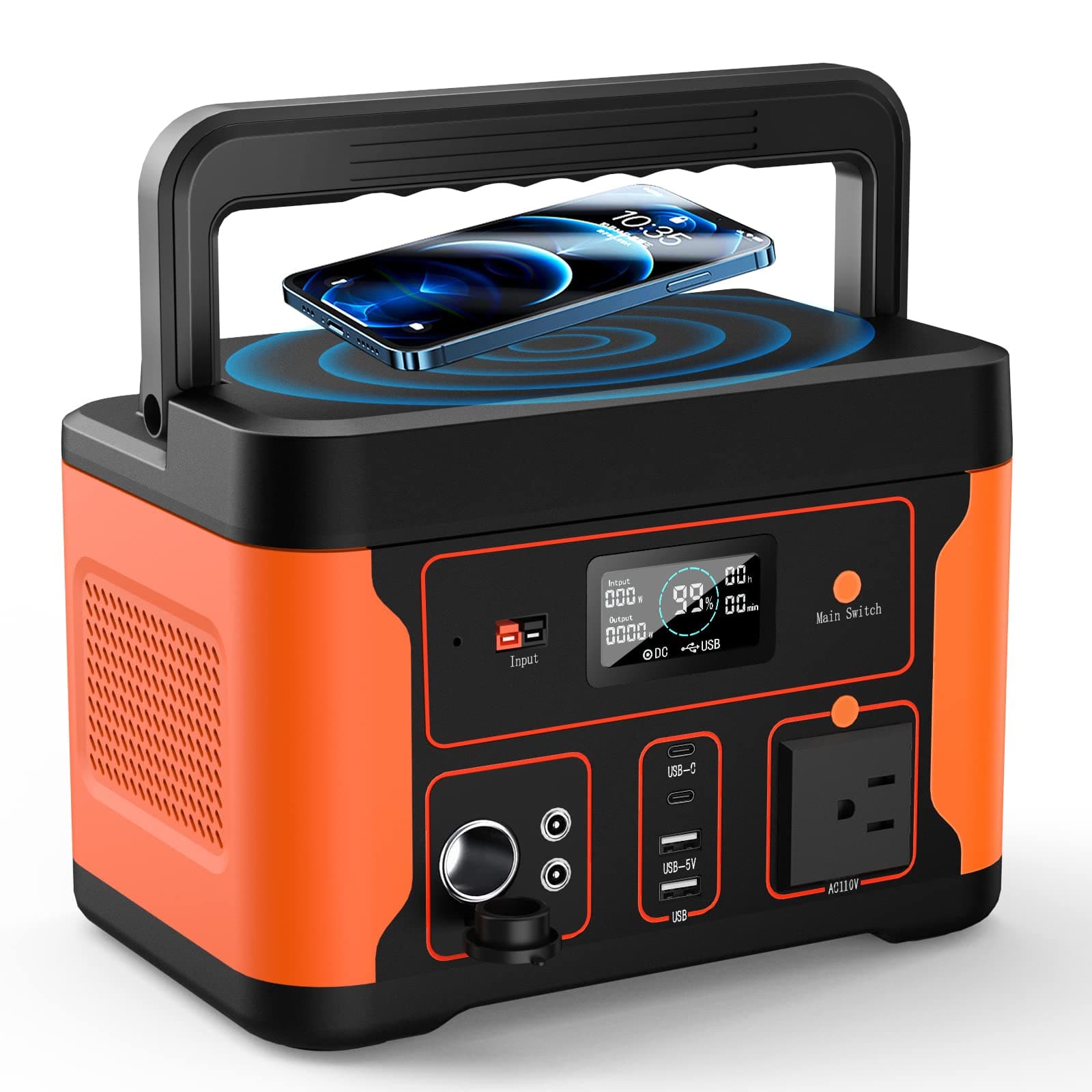 Portable Power Station 600W(Peak 1200W), Tiexei Solar Generator Backup 550Wh LiFePO4 Battery Pack with 110V AC Outlet, Pure Sine Wave Powerhouse with LED Light for RV Camping Fishing Home Emergency