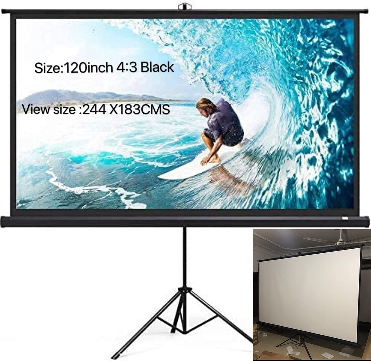 โ dod_uae 4K with Wrinkle-Free Design HD Projector Screen with Stand (4:3 120in)
