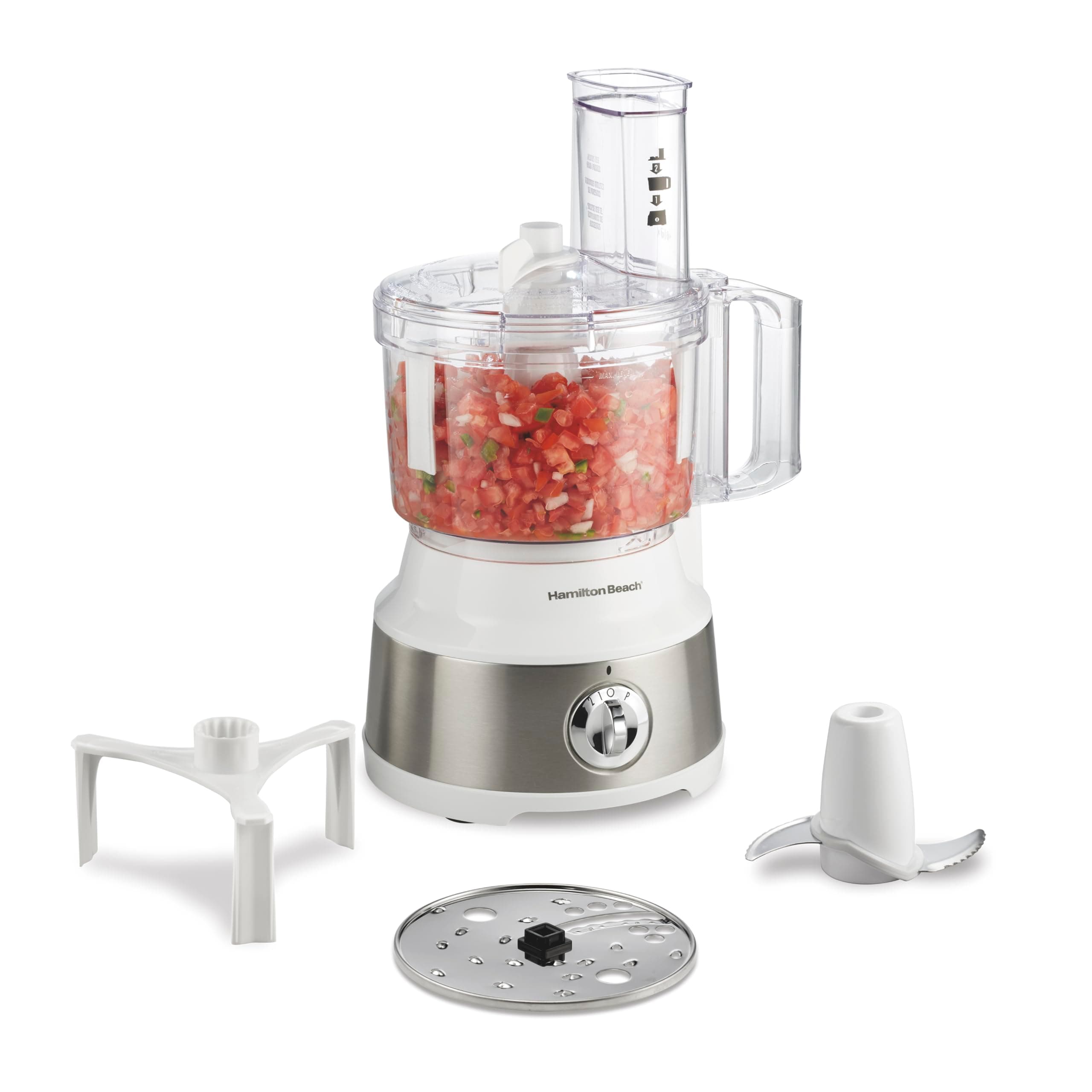 Food Processor & Vegetable Chopper for Slicing, Shredding, Mincing, and Puree, 10 Cups + Easy Clean Bowl Scraper, White and Stainless Steel (70733)