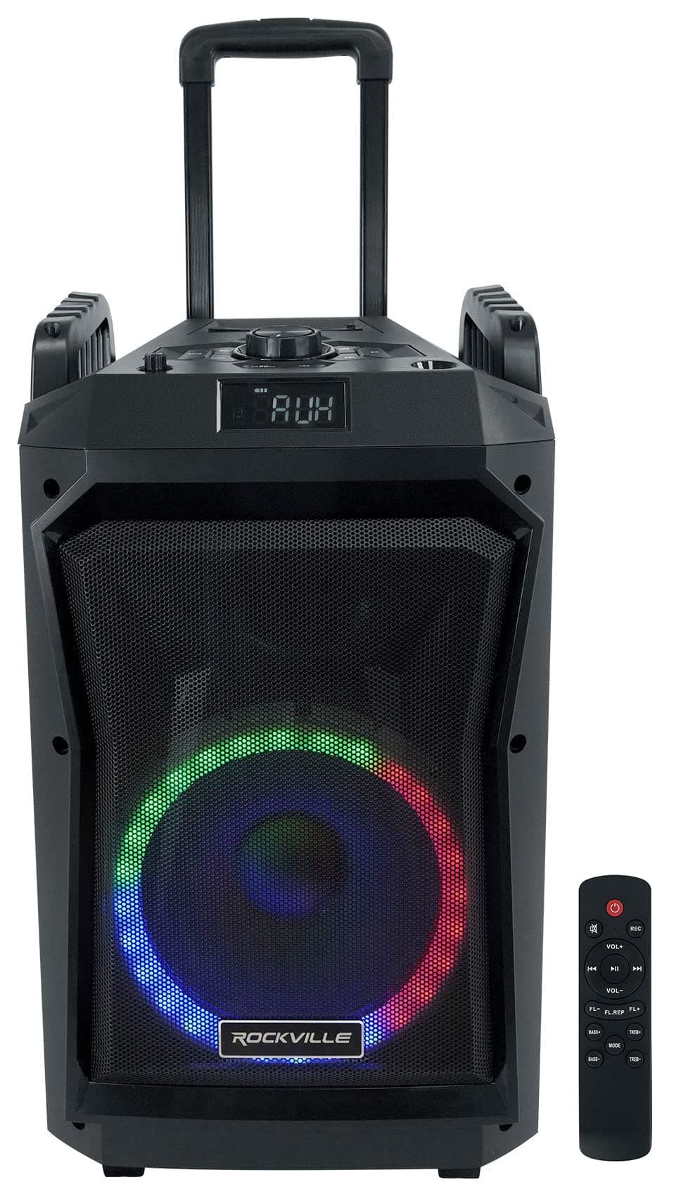Rockville ROCKNGO 800 10" Portable Bluetooth Speaker, LED Lights, Wheels, Mic Priority, for Parties and Outdoor Events