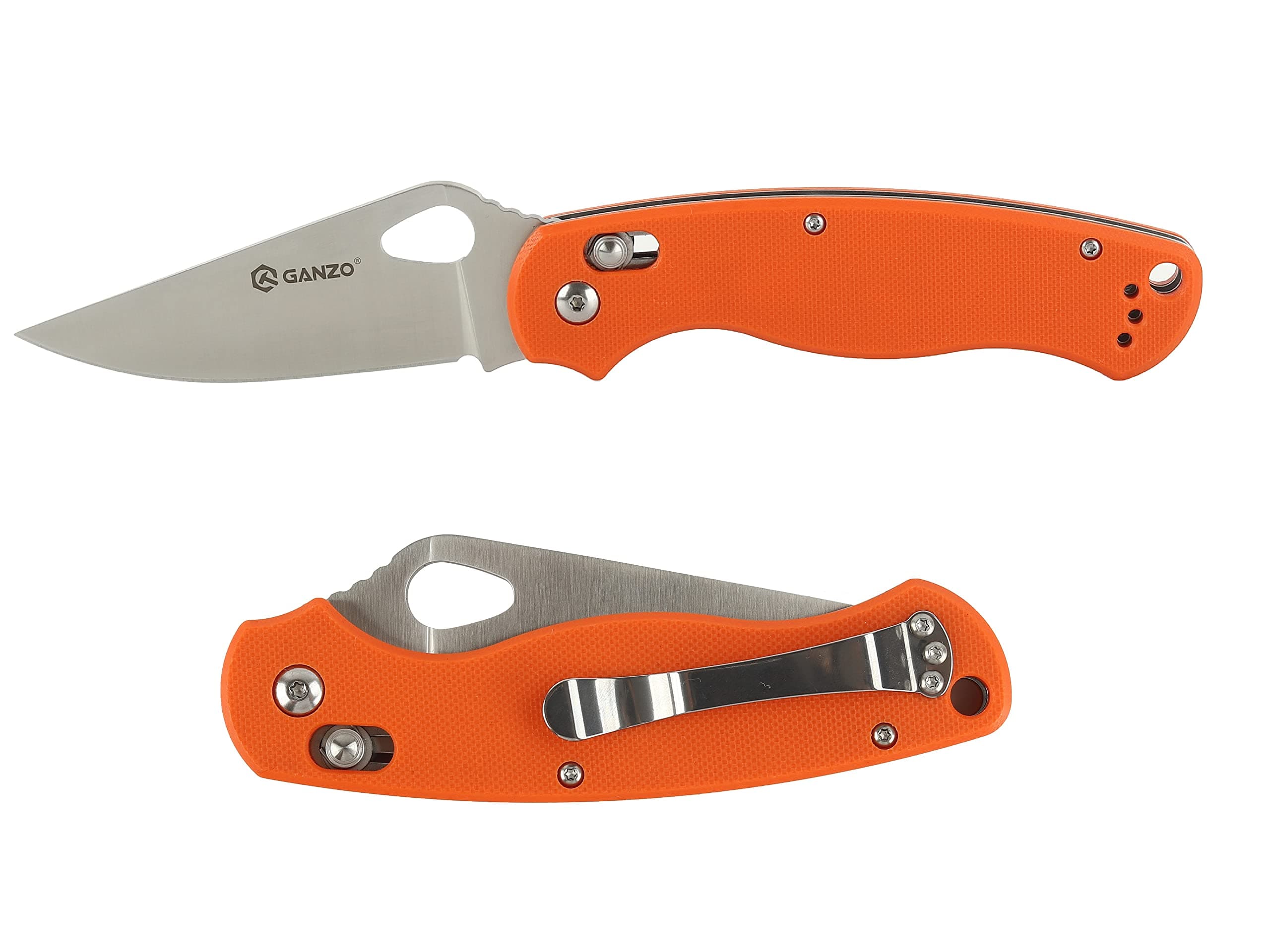 G729-OR Folding Pocket Knife 440C Stainless Steel Blade G10 Anti-Slip Handle with Clip Hunting Fishing Gear Camping Folder Axis Lock Outdoor EDC Pocket Knife (Orange)