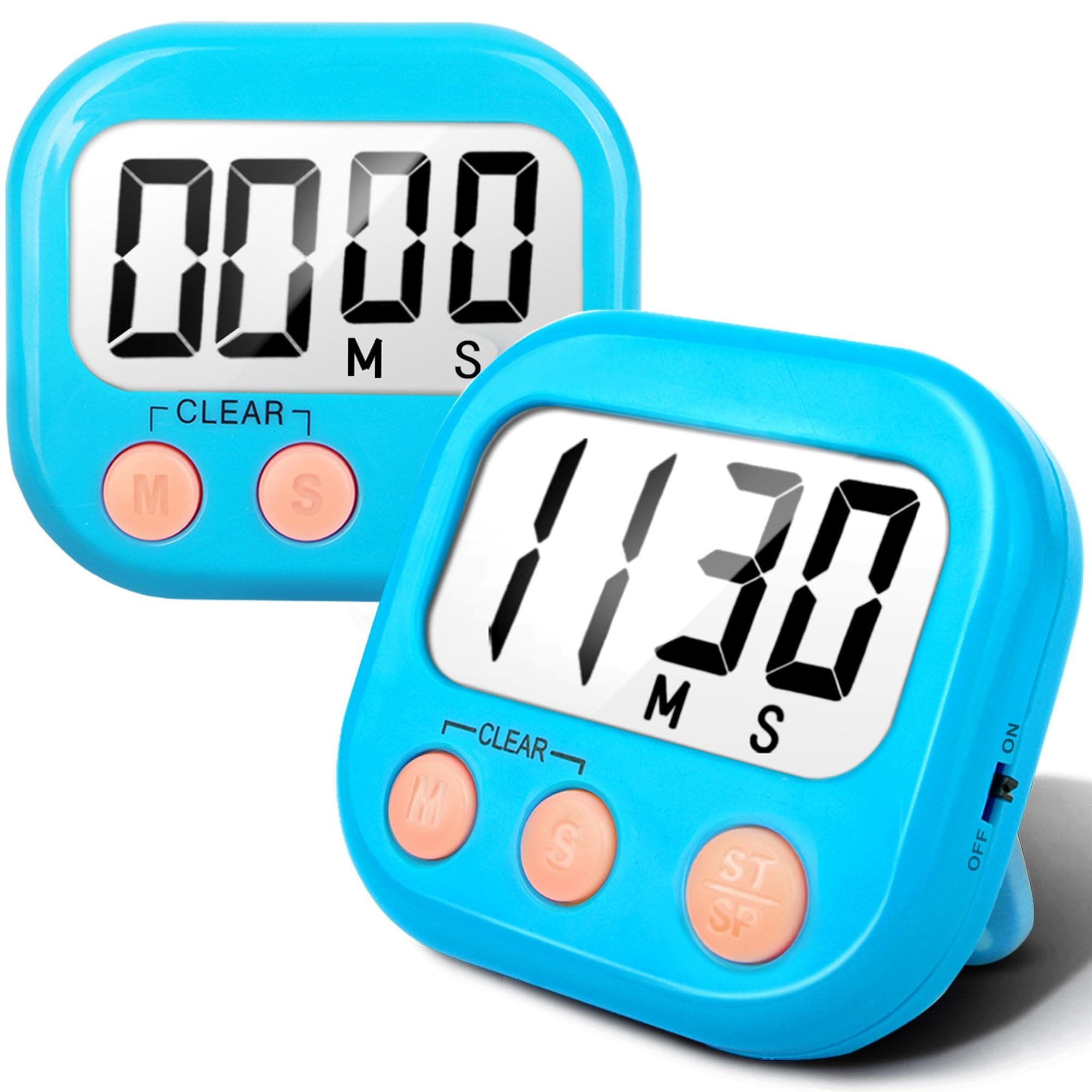 2 Pack Kitchen Timers Loud Ring Digital Timers for Cooking Magnetic Blue