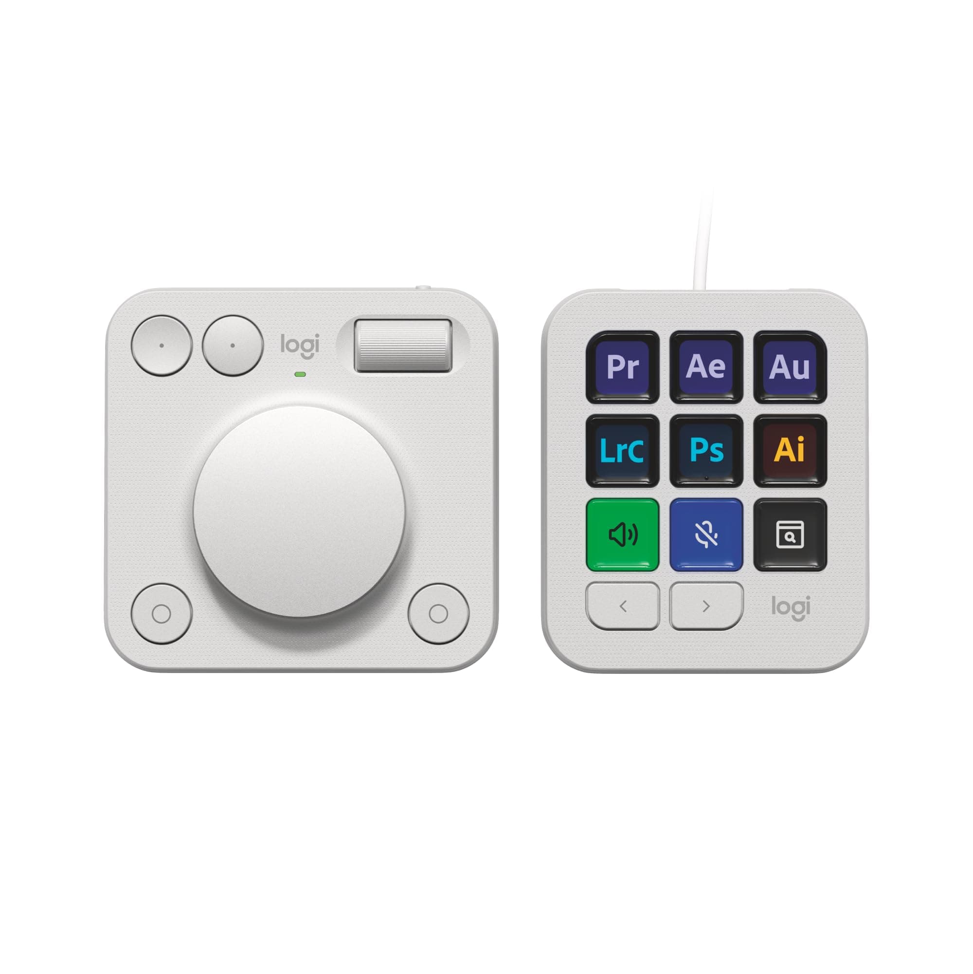 MX Creative Console, 9 Customizable LCD Keys, Stream Deck Accessories, Control Dial for Graphic Design, Adobe, Zoom, Spotify - Pale Grey, 3-Month Adobe Creative Cloud Membership