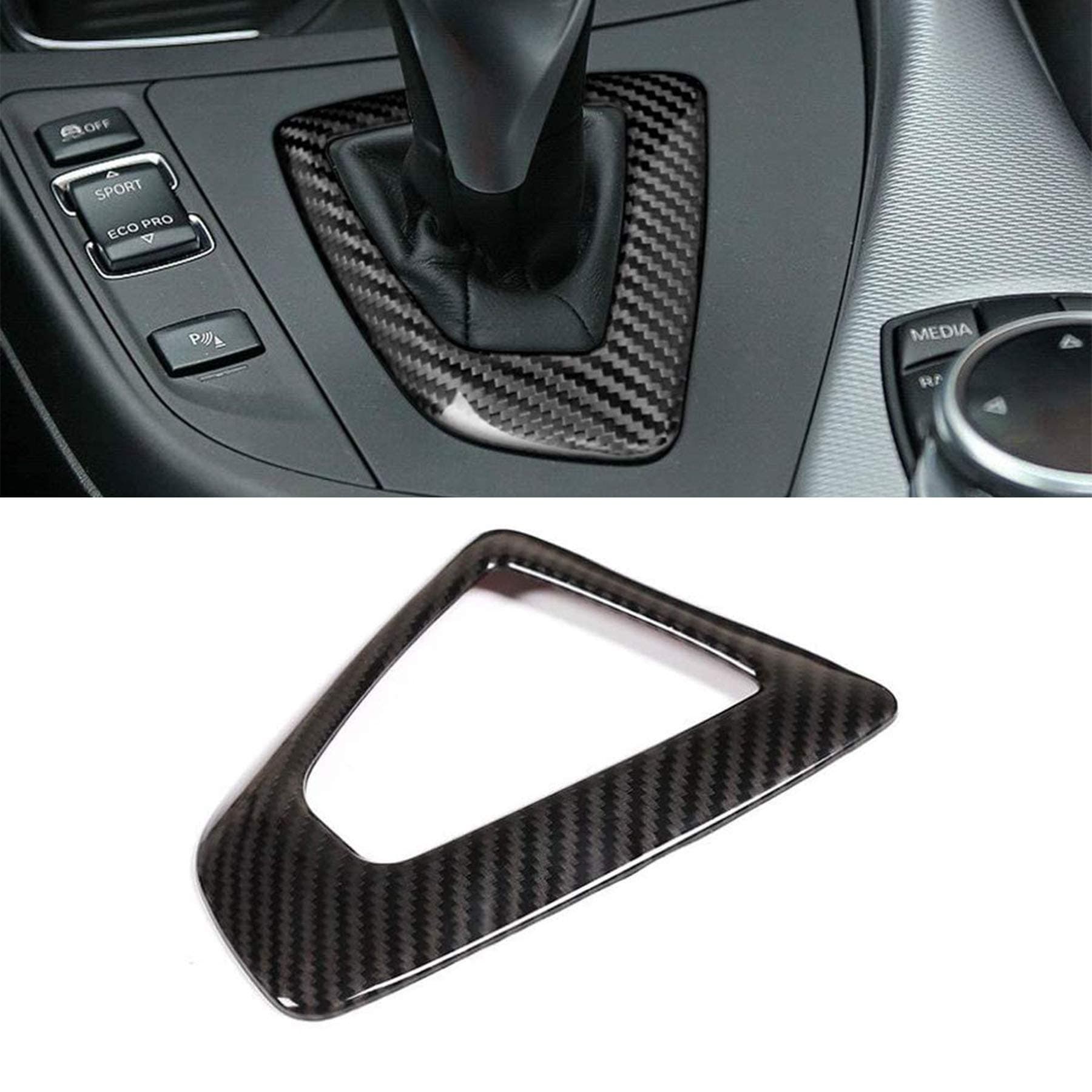 Carbon Fiber Control Gear Box Shift Knob Panel Frame Cover Sticker Interior Trim Compatible with BMW F20 F21 F22 F23 F30 F34 F35 F32 F33 F36 1 2 3 4 Series 14-18 Accessories