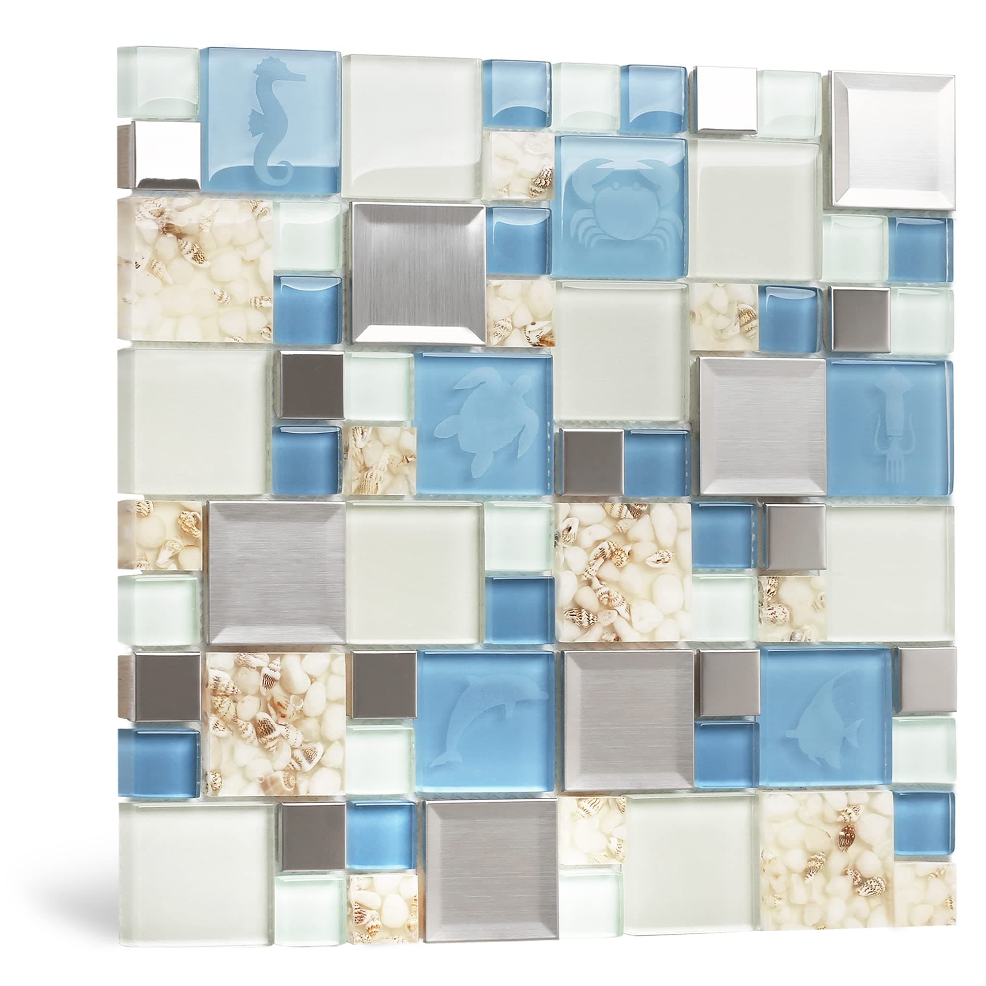 Marine Icons Glass Tile