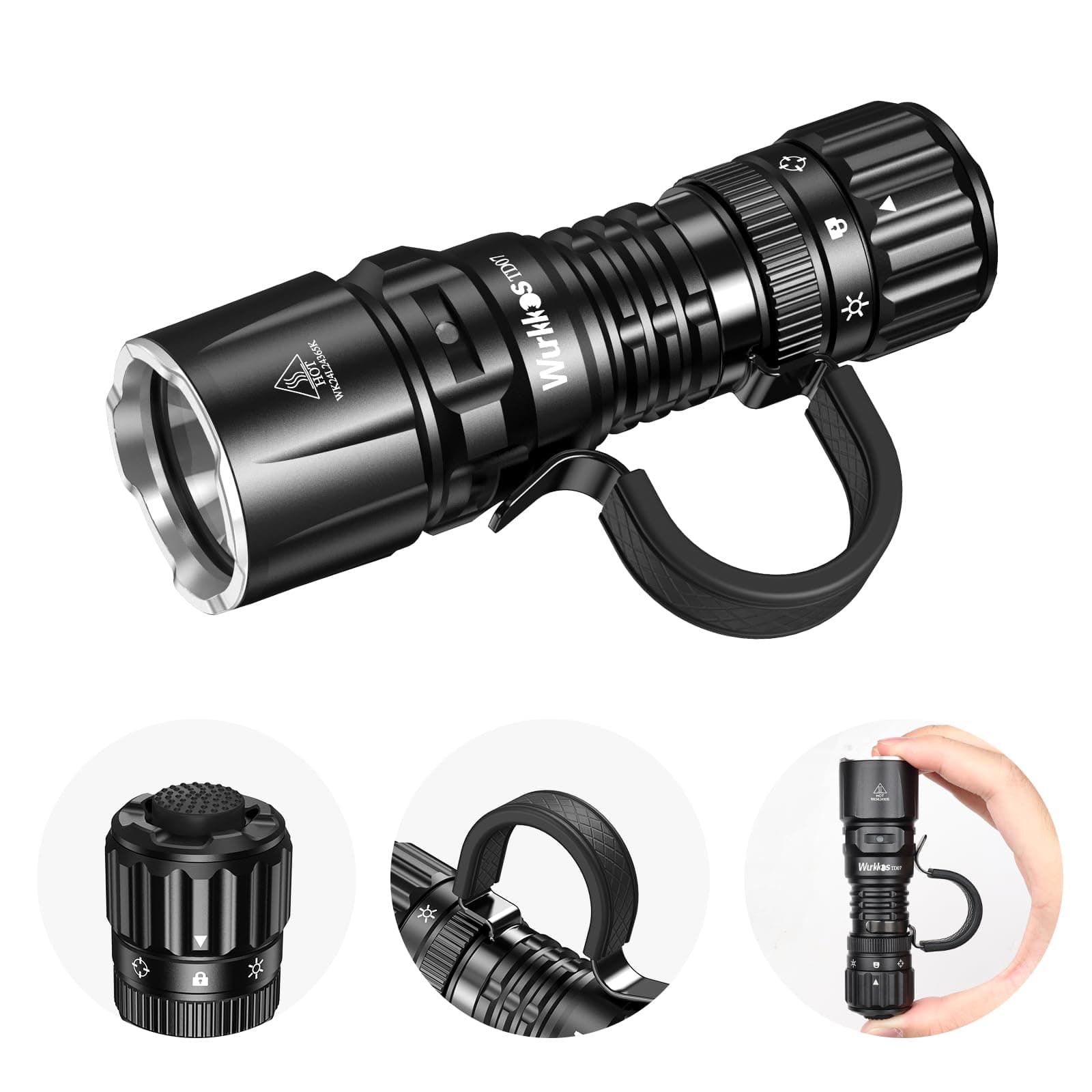 TD07 LED Tactical Flashlight, USB-C Rechargeable Flashlights, 1300 High Lumen EDC Small Flashlight, Turbo/Strobe Momentary, IP68 Waterproof, 6 Lighting Modes, Flash light for Emergency Camping