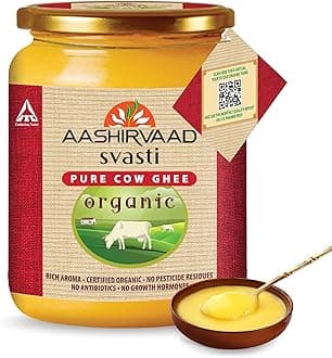 Aashirvaad Svasti Organic Cow Ghee, 500 ml| Sourced from healthy cows| Comes with authenticity proof| Slowly cooked for 3.5 hrs| Rich, nostalgic aroma
