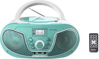 Roxel RCD-S70BT Portable Boombox CD Player with Remote Control, FM Radio, USB MP3 Playback, 3.5mm AUX Input, Headphone Jack, LED Display Wireless Music Streaming(Teal)