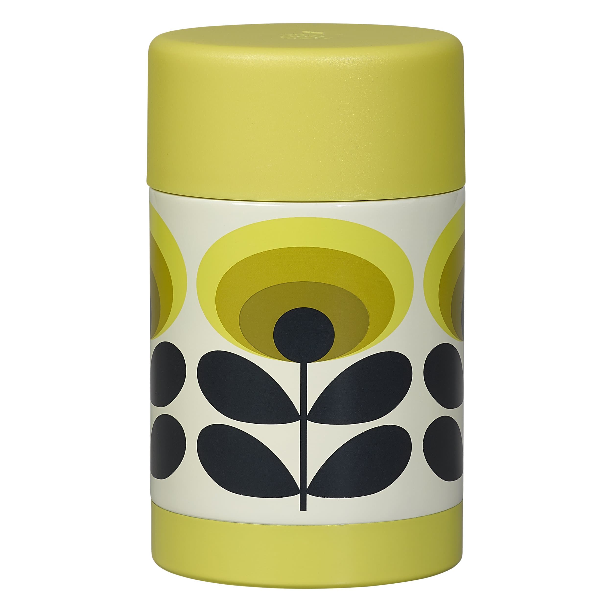 Orla Kiely | 70's Oval Flower | Food Flask | Stainless Steel | Yellow | Triple Insulated
