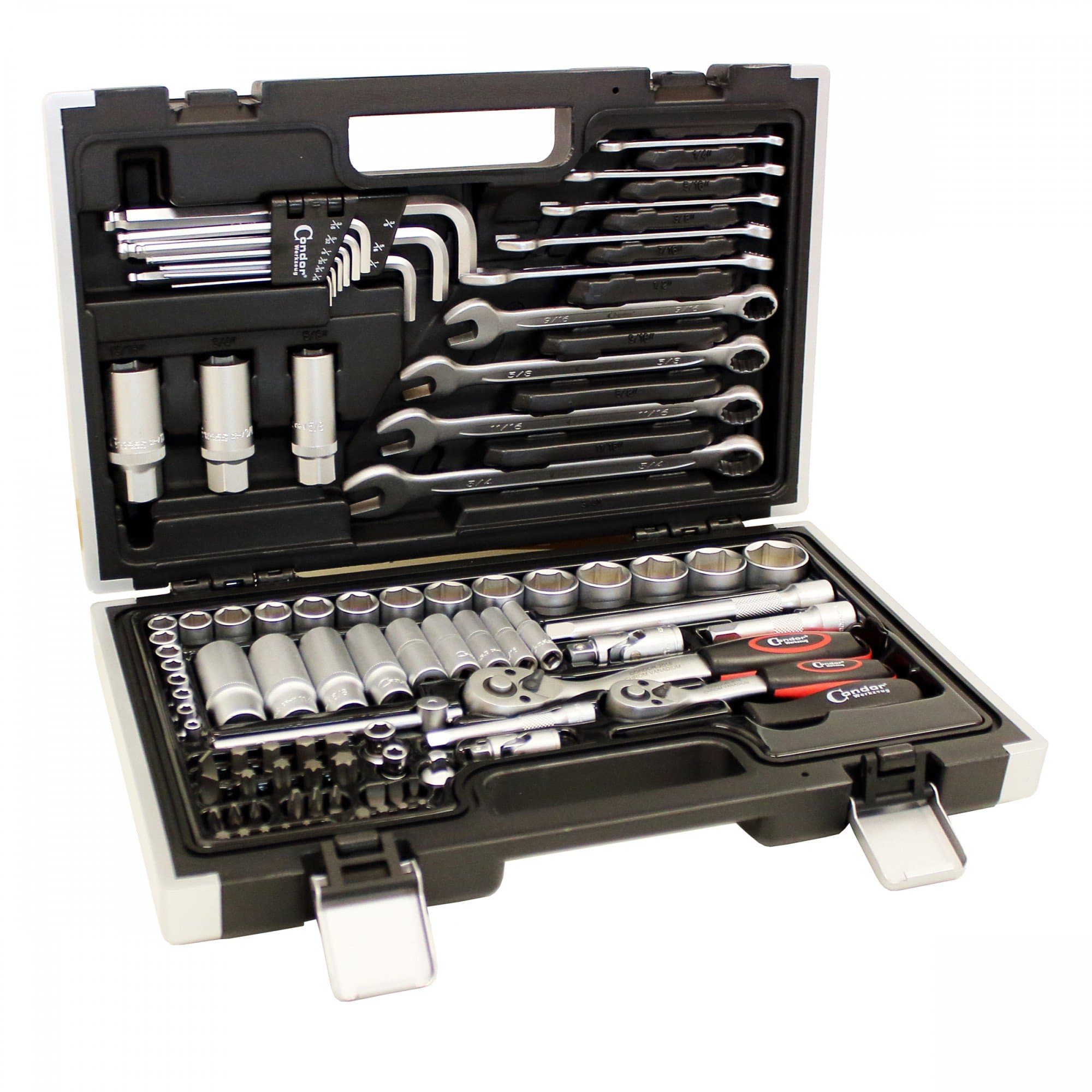 Condor 2172 92 Part Socket Inch Set with Spanners, Nuts, Ratchets and Bits