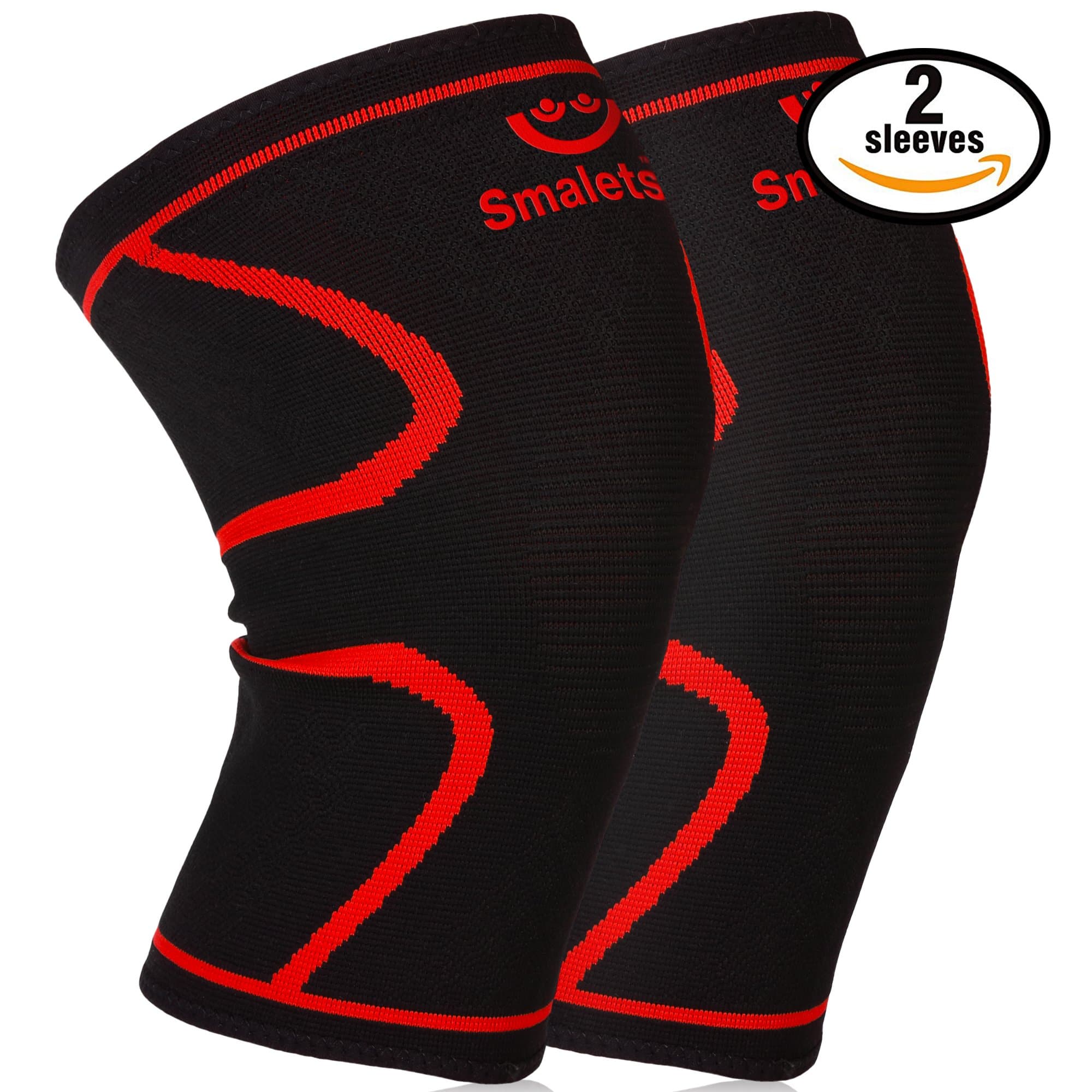 Smalets Compression Knee Support Sleeves (1 Pair) –Powerful Joint Protection for Cross Training, Weightlifting, Running & More (Black, M)