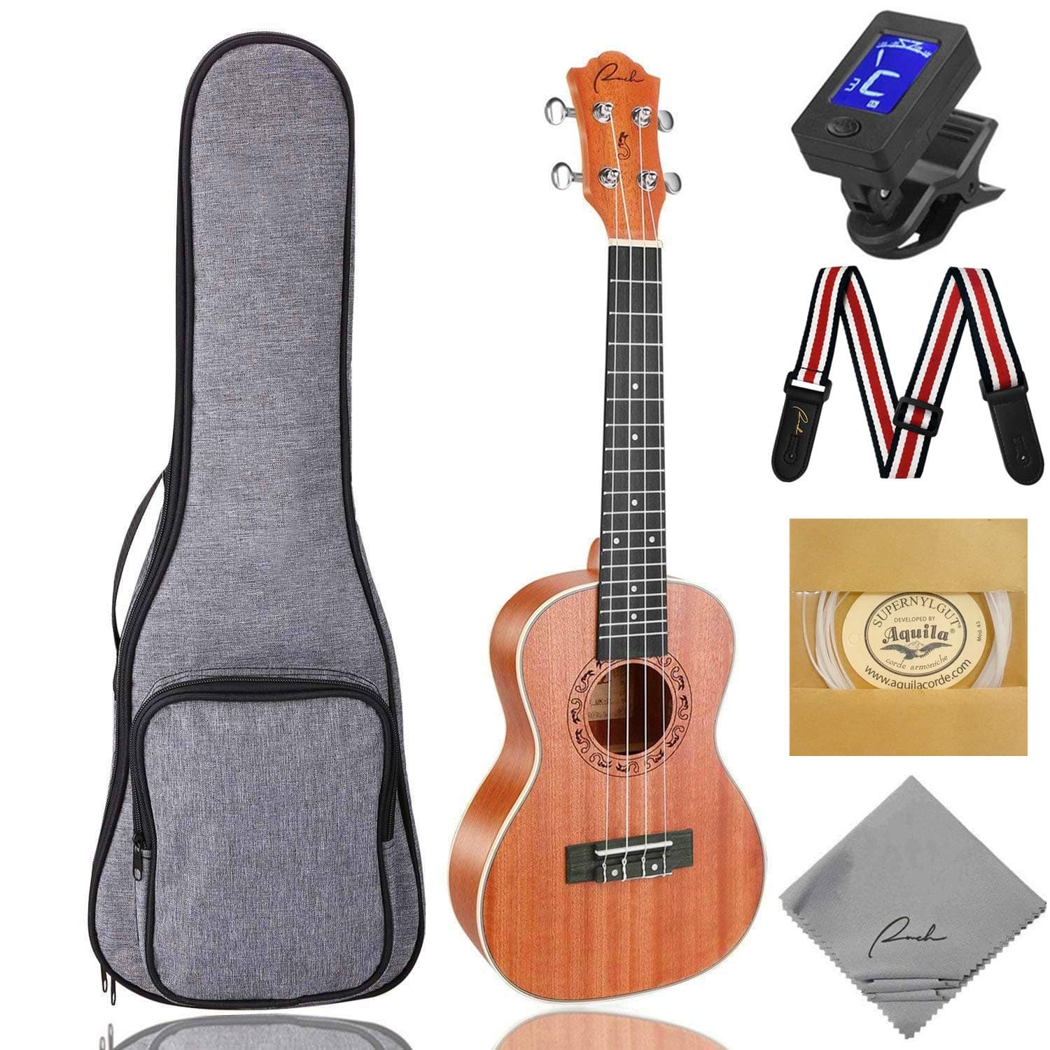 Ranch Tenor Ukulele 26 inch Wooden Professional ukelele Instrument Kit with 12 Online Lessons Small Hawaiian Guitar ukalalee Starter Pack Bundle Ukele Gig bag, Tuner, Strap, Aquila Strings Set
