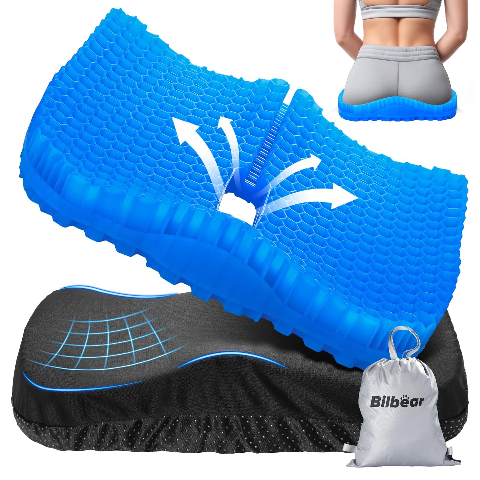 Thicker Gel Kayak Seat Cushion,Large Seat Cushions for Kayaks,Paddle Board,Canoe and Boating,HIPS Relief Seat Cushion Pad for Kayak Accessories