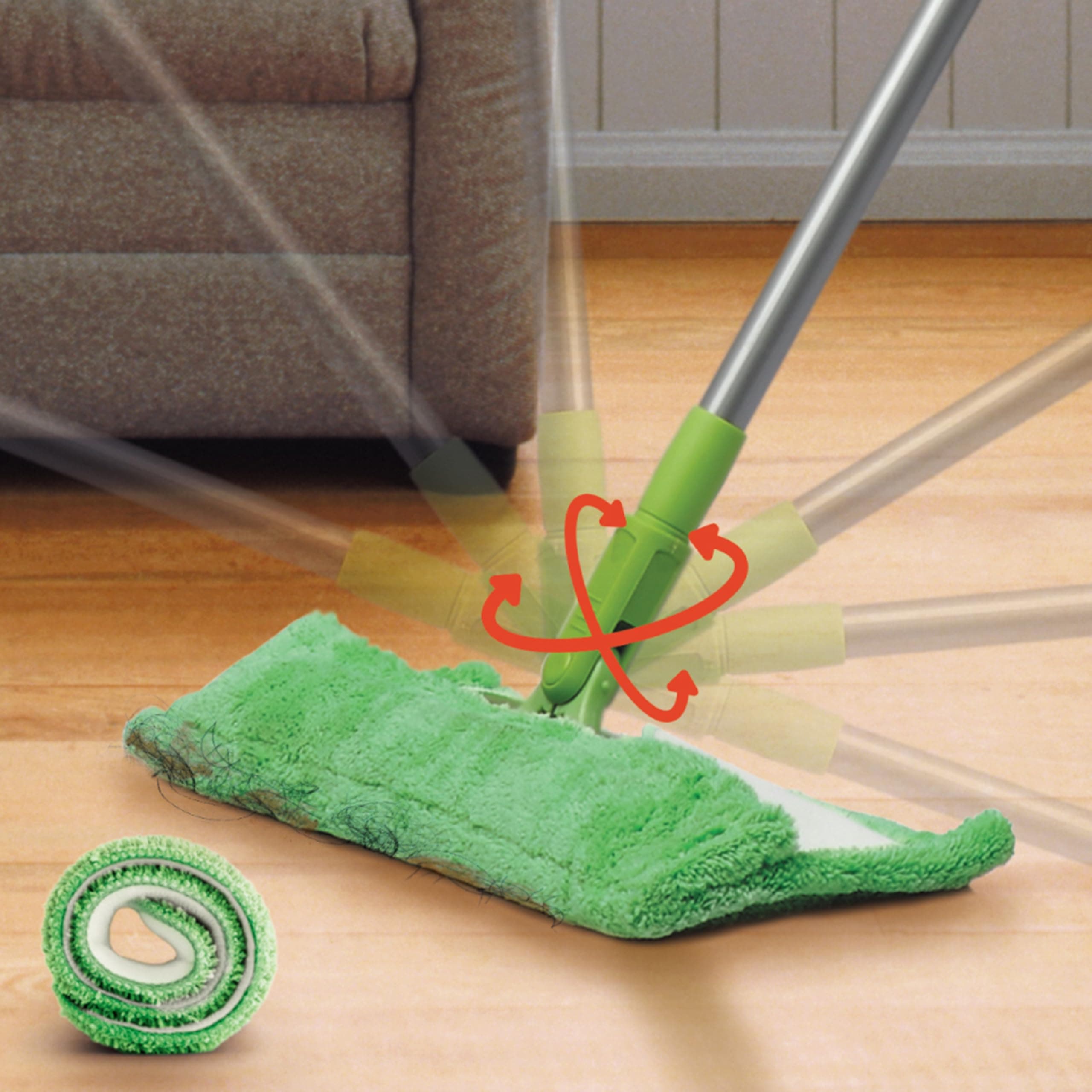 Multi-purpose Microfiber Flat Mop with 1 extra refill for Dry & Wet Cleaning 360 degree Rotating head and height adjustable handle suitable for Floor Glass Ceiling and Walls (Green)