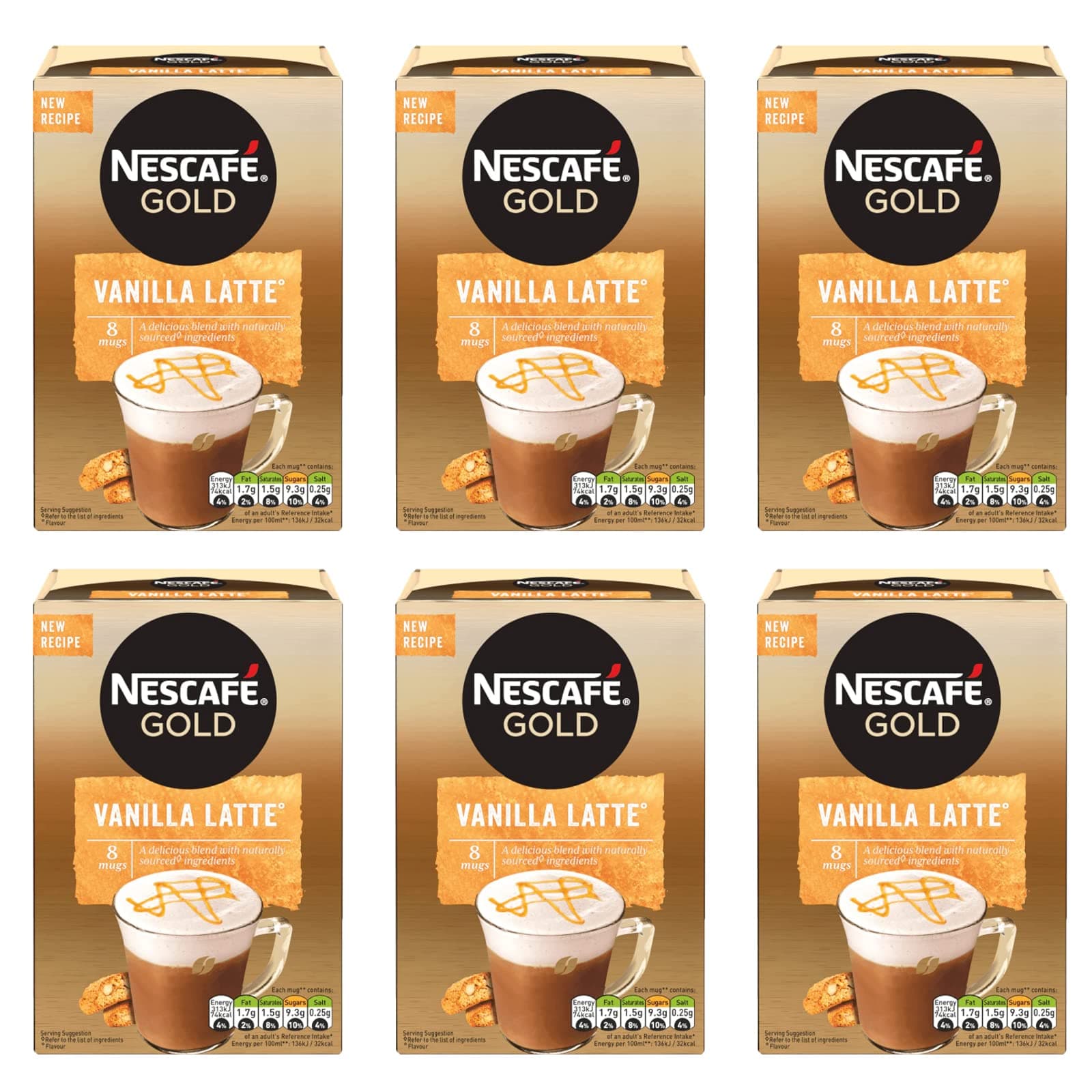 Nescaf? Caf? Menu Vanilla Latte 18.5 g (Pack of 6, Total 48 Units)