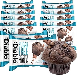 – Diablo Sugar Free Chocolate Muffin Cupcake - Sweetened with Maltitol, Halal & Kosher Approved, Sugar Free Snacks - Perfect for Gifting, Birthdays, Special Occasions - 45g Each, Pack of 12