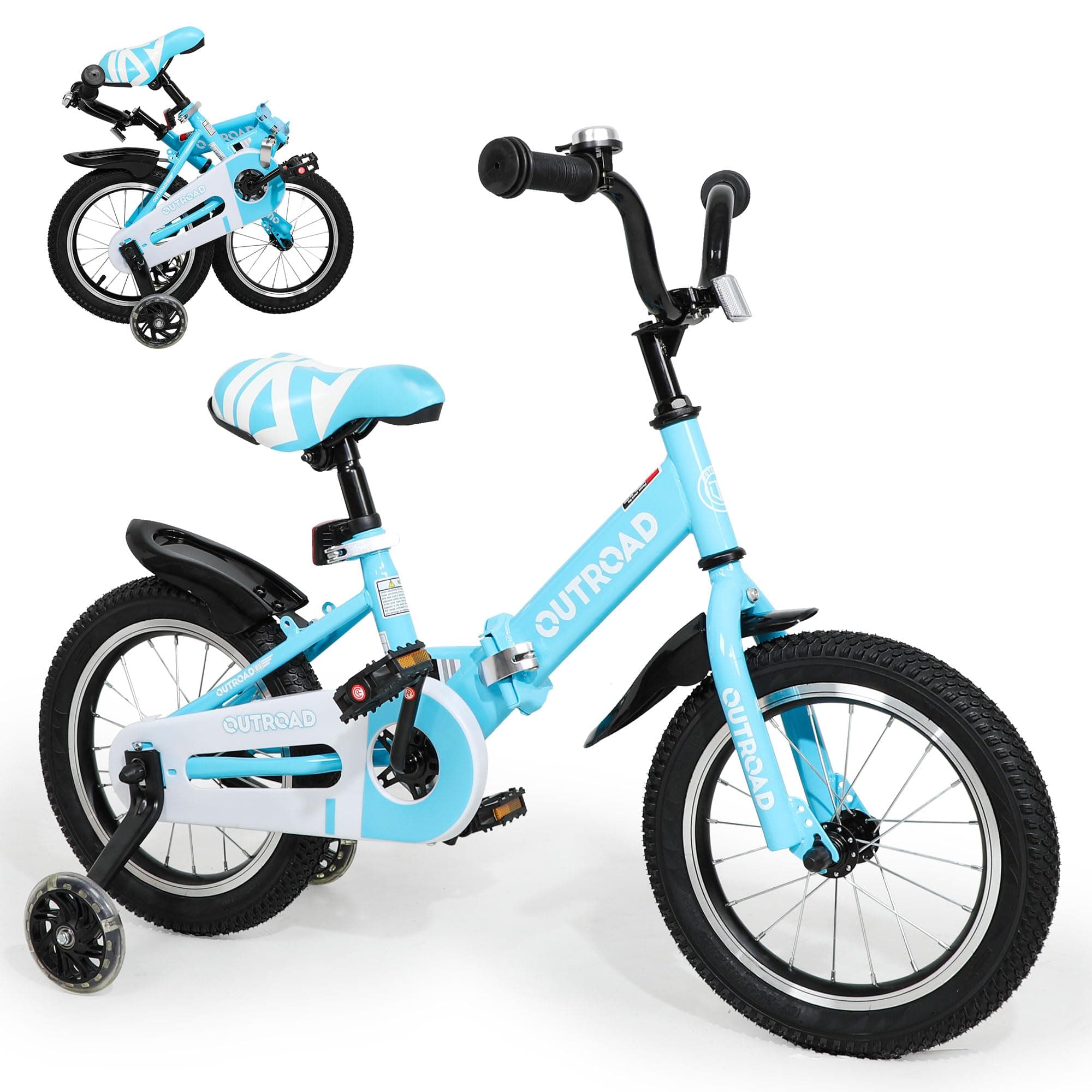 Betterland Folding Kids Bike,14/16/18 Inch Children Bicycle with Training Wheels and Dual Handbrakes Toddler Sport Bicycle for 3-9 Years Old Boys and Girls