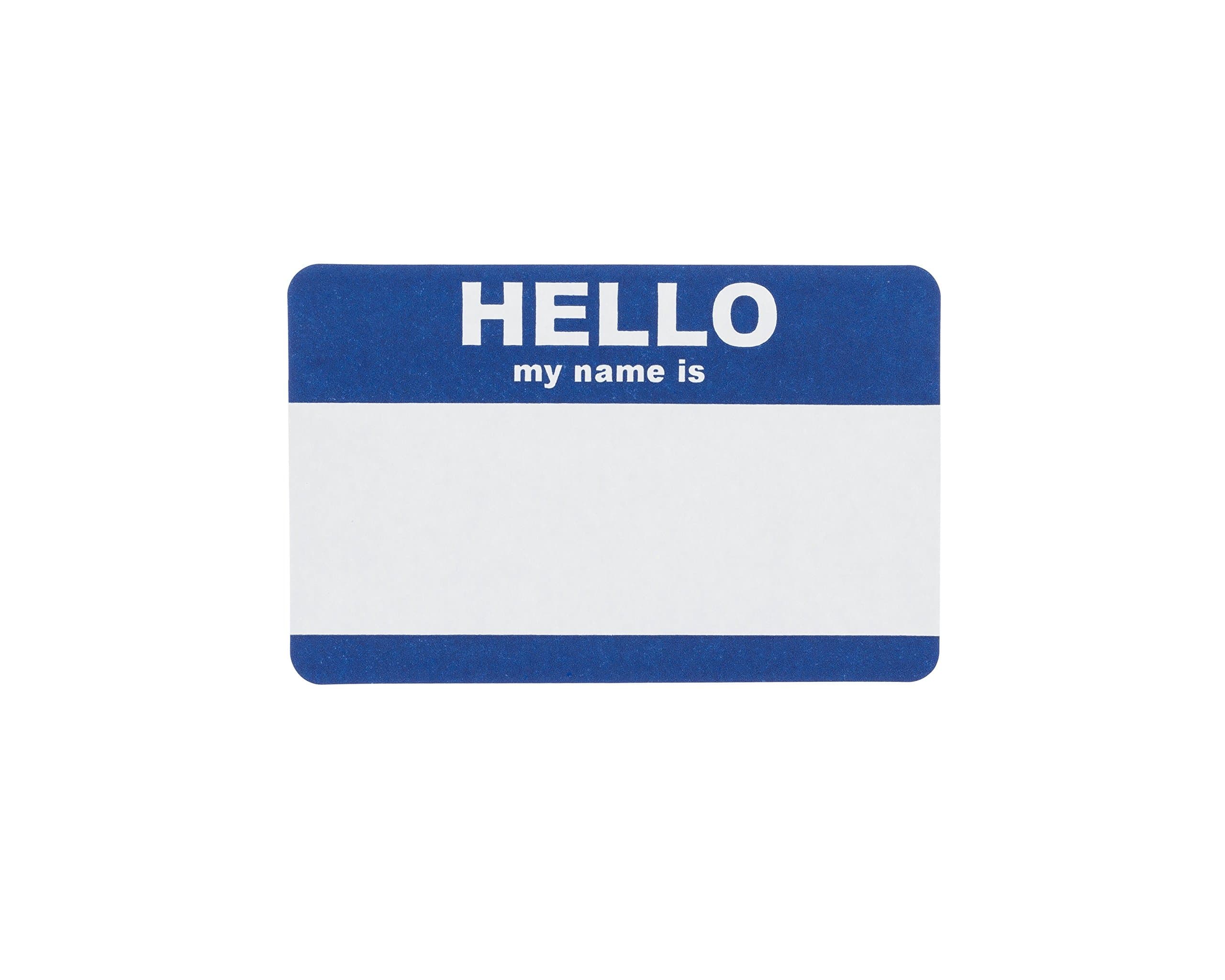 Saurus Hello My Name Is Stickers, 200 Per Pack, 100 Sheets, Blue, 2 Labels Per Sheet