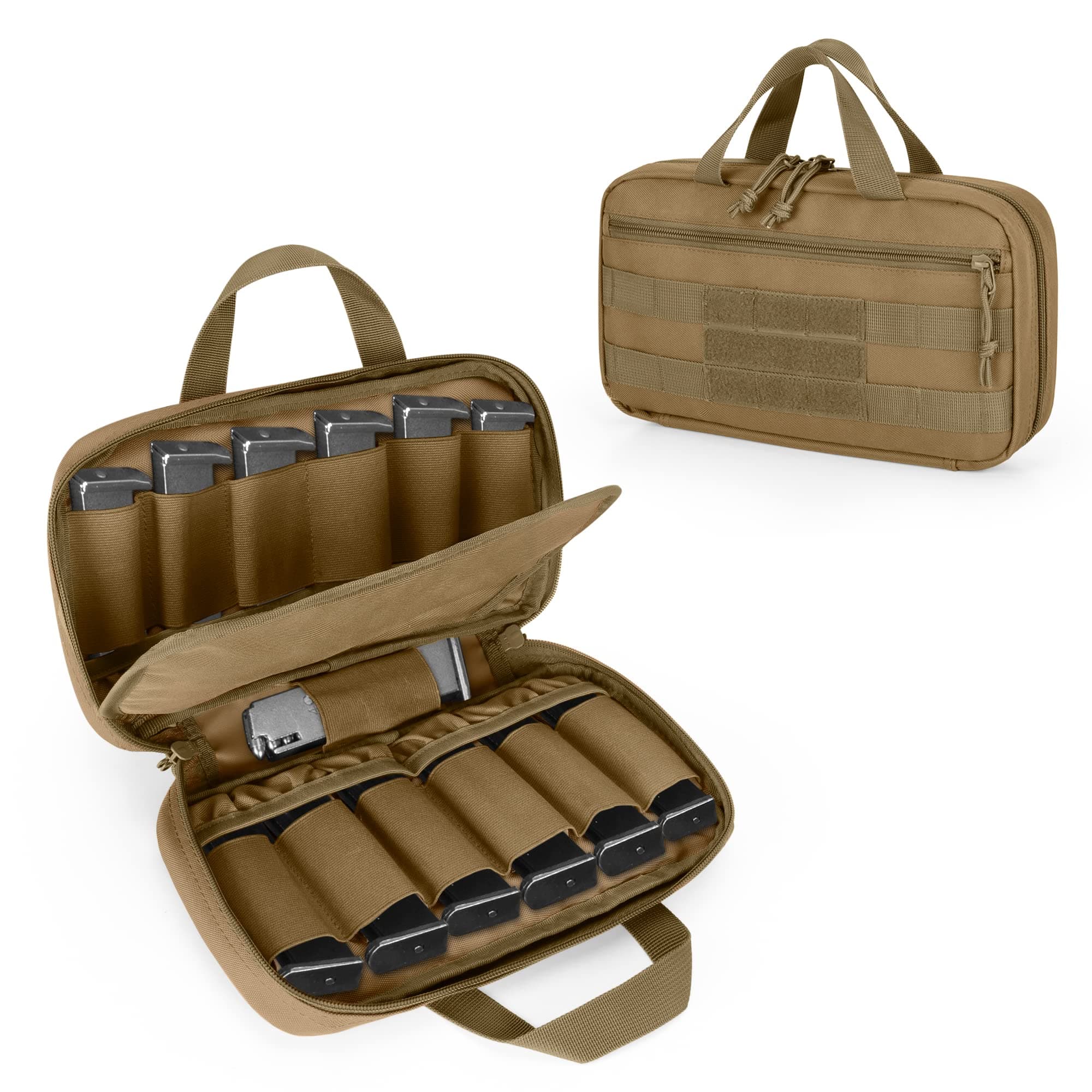 DSLEAF Tactical Pistol Magazine Storage Bag, MOLLE Mag Pouch Hold Up to 13x Standard Single/Double Stack Magazines for Medium and Large Handguns (Patent Design)